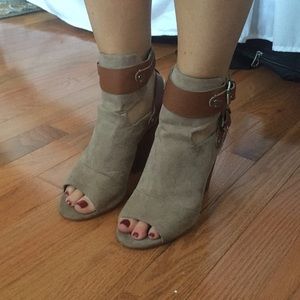 Tan heels with ankle strap
